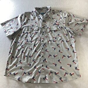 Magellan Outdoors Fish Gear Texas Flag Tacos Men's 2XL Gray Short Sleeve Vented